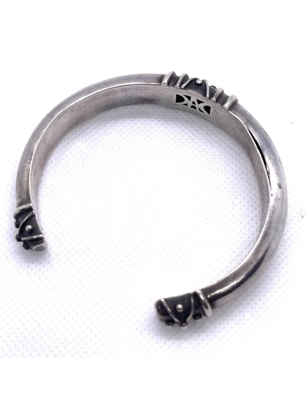 Vintage Deborah Armstrong 925 Sterling Silver Hollow Dome Cuff Bracelet Signed - Picture 8 of 16